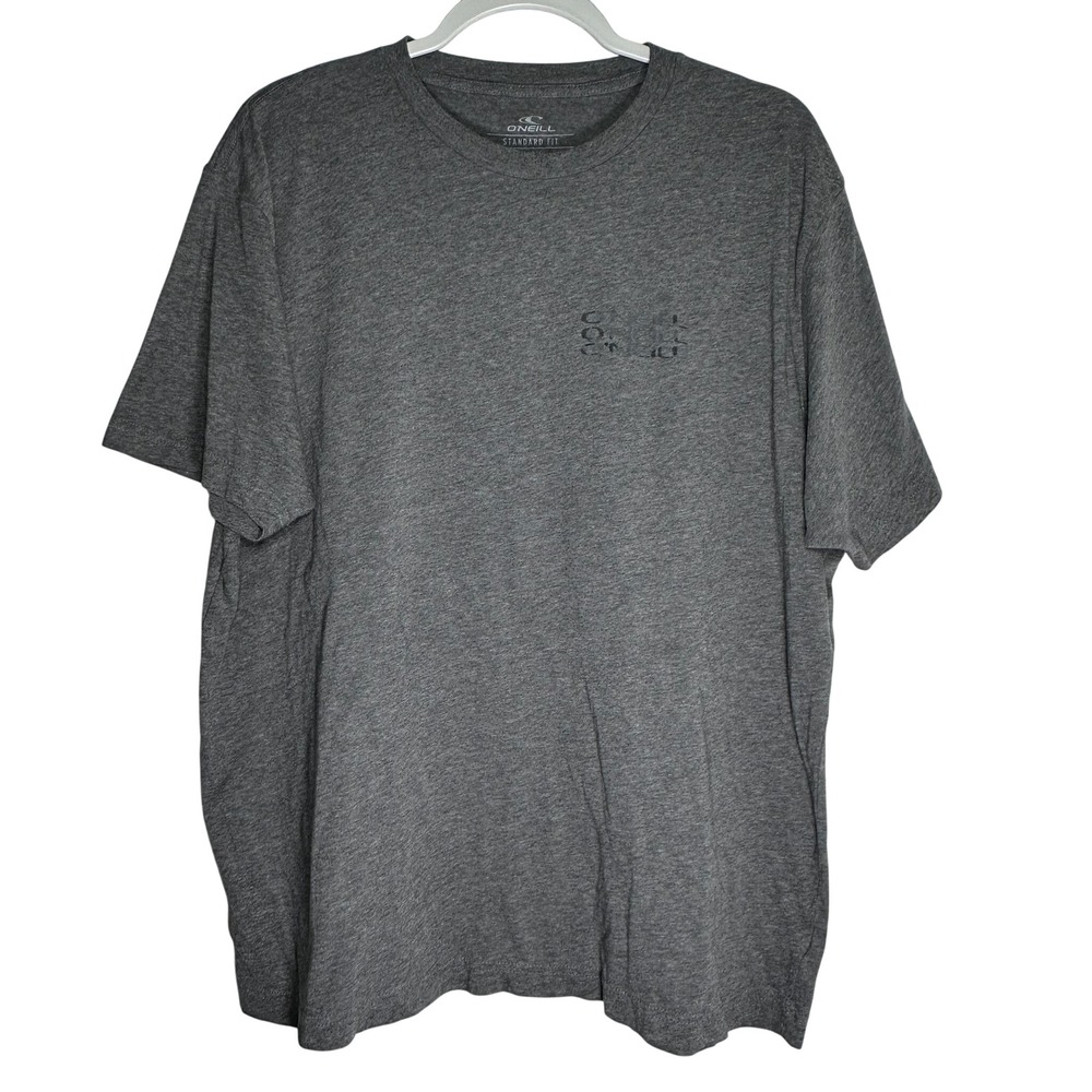 ONeill Mens XL Graphic T-Shirt Heather Grey‎ Standard Fit Surf Wave Back Print